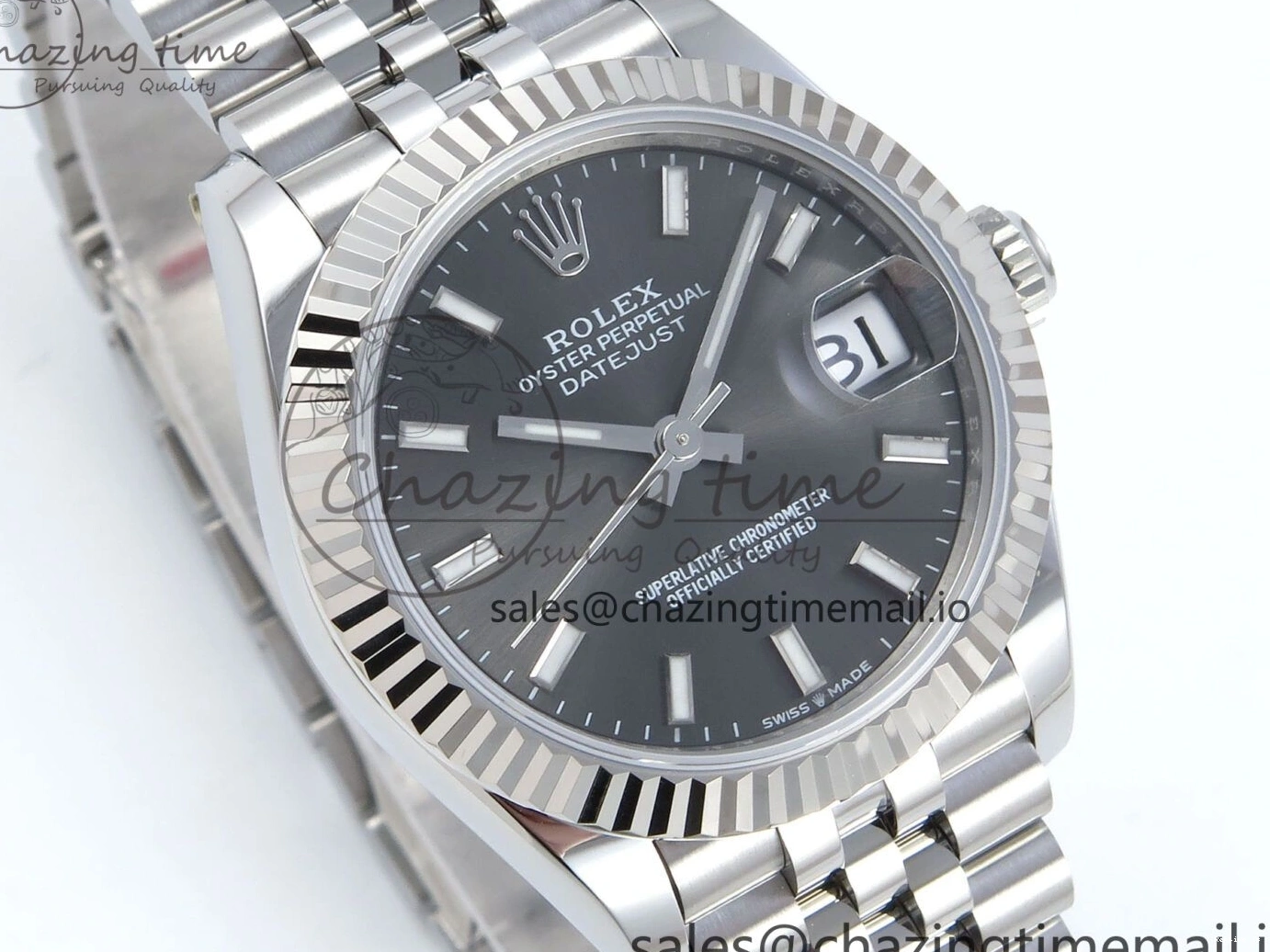 0104 Elegant DateJust 31 278274 ARF 1:1 Best Edition 904L Steel Gray Dial Stick Marker on SS Jubilee Bracelet ETA 545